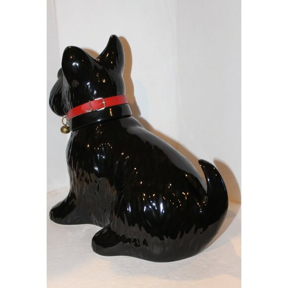Vintage Black Porcelain Scottie Dog w/Collar Cookie Jar - Picture 4 of 8
